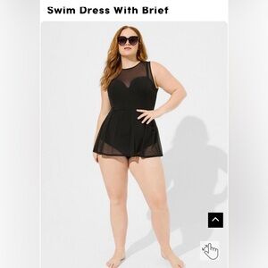 Torrid NEW W/TAGS 3X Underwire Long Mesh Overlay Swim Dress With Brief